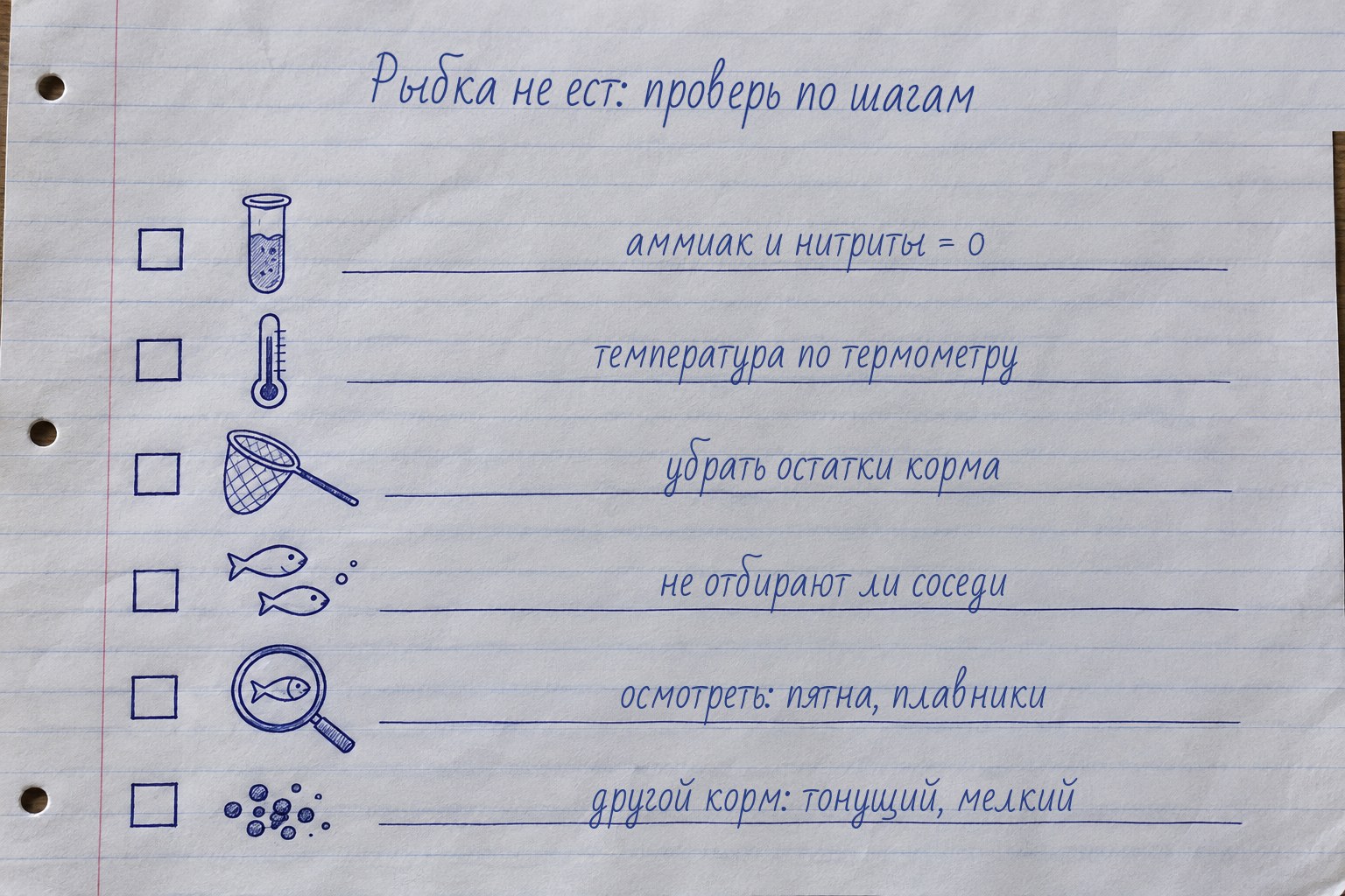 Рыбка не ест: что проверить по шагам