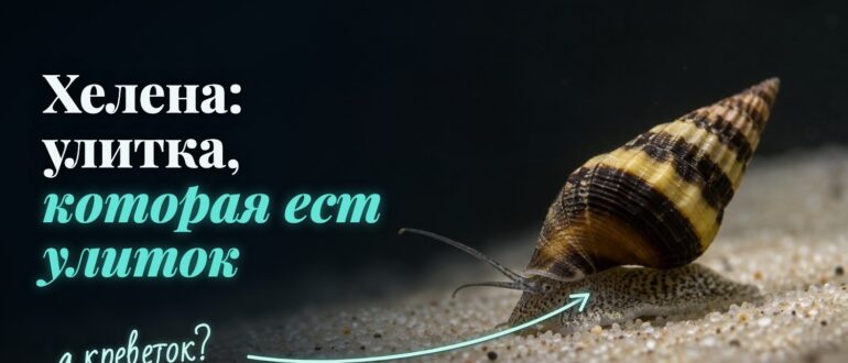 Улитка хелена: конусная ребристая раковина в жёлтые и тёмно-коричневые полосы