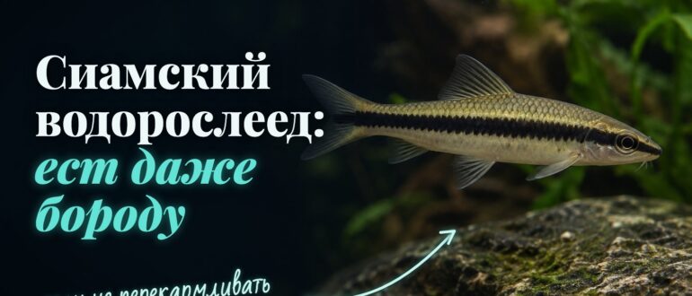 Сиамский водорослеед: чёрная полоса идёт от кончика носа до самого конца хвоста